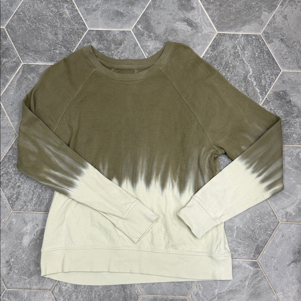 Athleta Sundown Dip Dye Sweatshirt olive green